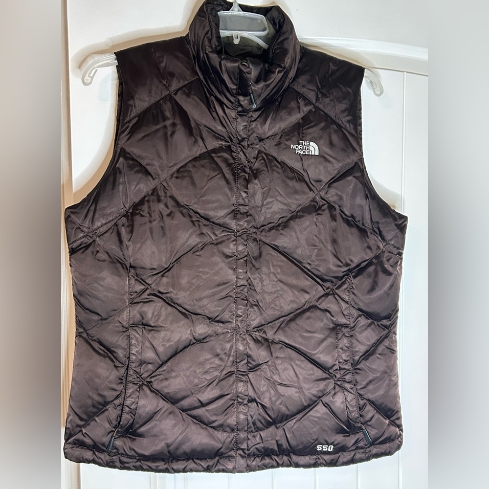The North Face Brown Puffer Vest Goose Down Nuptse 550 Women’s Size XL
